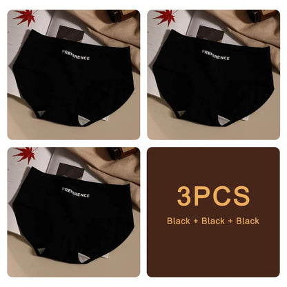 3PCS Seamless Women's Cotton Panties – Soft, Breathable, Large Size Sports Underwear Set
