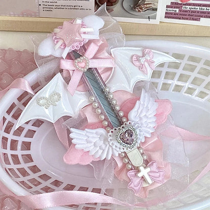 Sweet Pink Korean Y2K Heart Bow Utility Knife – Cute Portable Box Cutter for Students & Scrapbooking