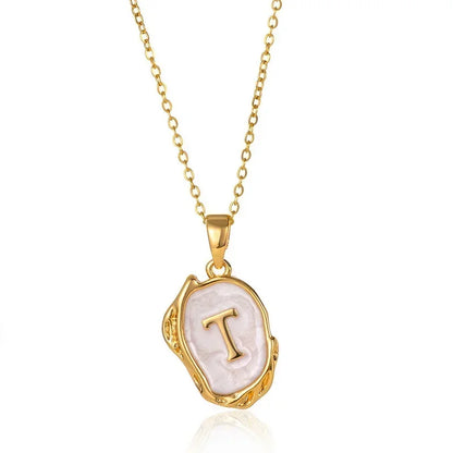 Y2K Stainless Steel Drip Oil Alphabet Necklace – A-Z Initials Pendant for Women & Men, Aesthetic Jewelry Gift