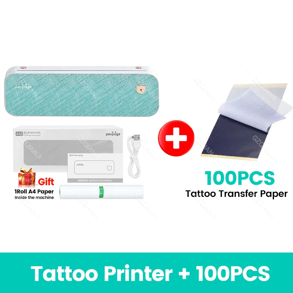 Peripage A40 Thermal Printer – Wireless Bluetooth & USB Mobile Printing Machine for Text, PDF, Tattoo Transfers