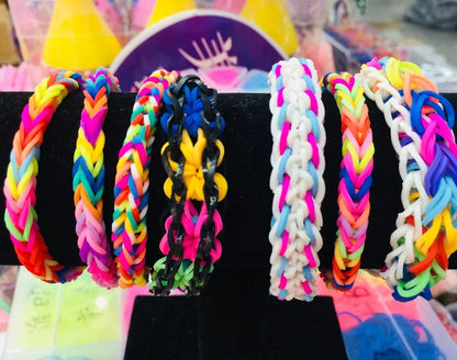 600pcs Fluorescent Glow Bracelet Kit - DIY Rubber Loom Bands for Kids Party Crafts, Wrist & Necklace Making Supplies