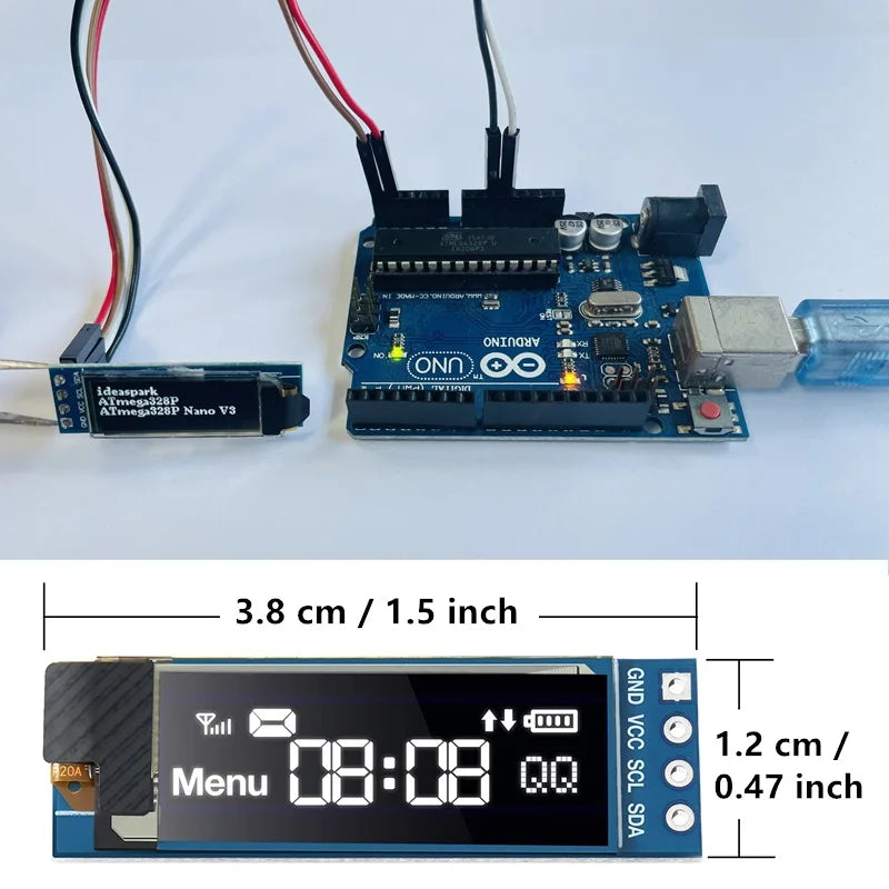 0.96 Inch OLED Display Module | SSD1306 I2C IIC SPI Serial 128x64 LCD for Arduino with Soldered Pin Headers