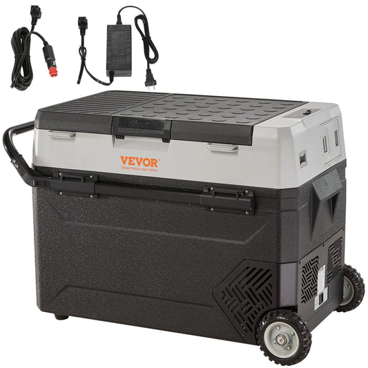 VEVOR Portable Car Refrigerator — 35L/45L/55L Foldable Handle Compressor Freezer with Wheels for Camping, Picnics & Travel