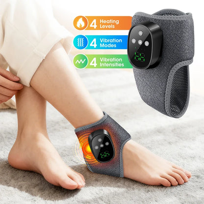 Electric Heated Foot Massager - Cordless Vibration Ankle Wrap for Home & Office Relaxation