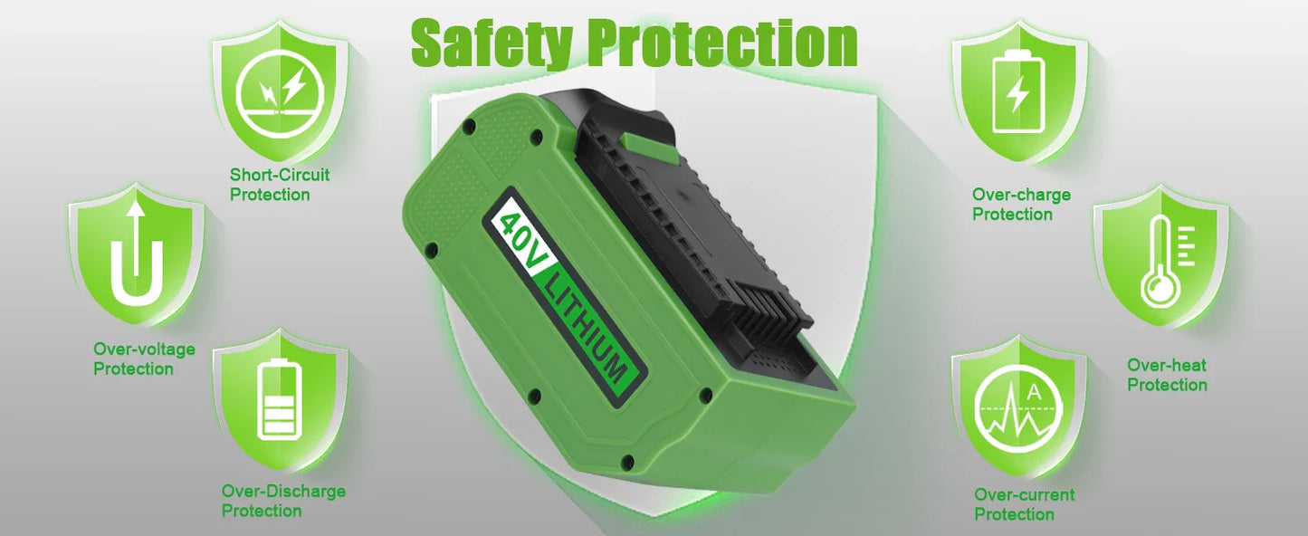 Greenworks 40V 6.0Ah G-MAX Li-Ion Battery – Compatible with 29472, 29462, 29252, 20202, 22262 Cordless Power Tools (Not Gen 1)