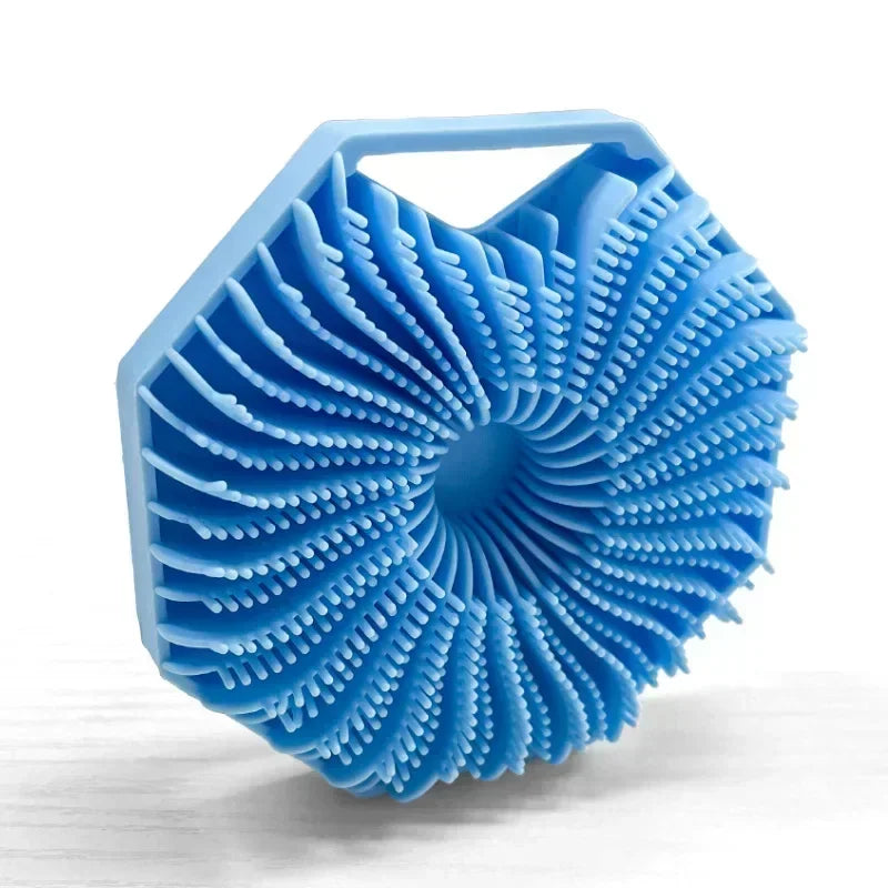 Polygonal Silicone Shower Brush – Handheld Body Scrubber for Skin Cleaning & Scalp Massage