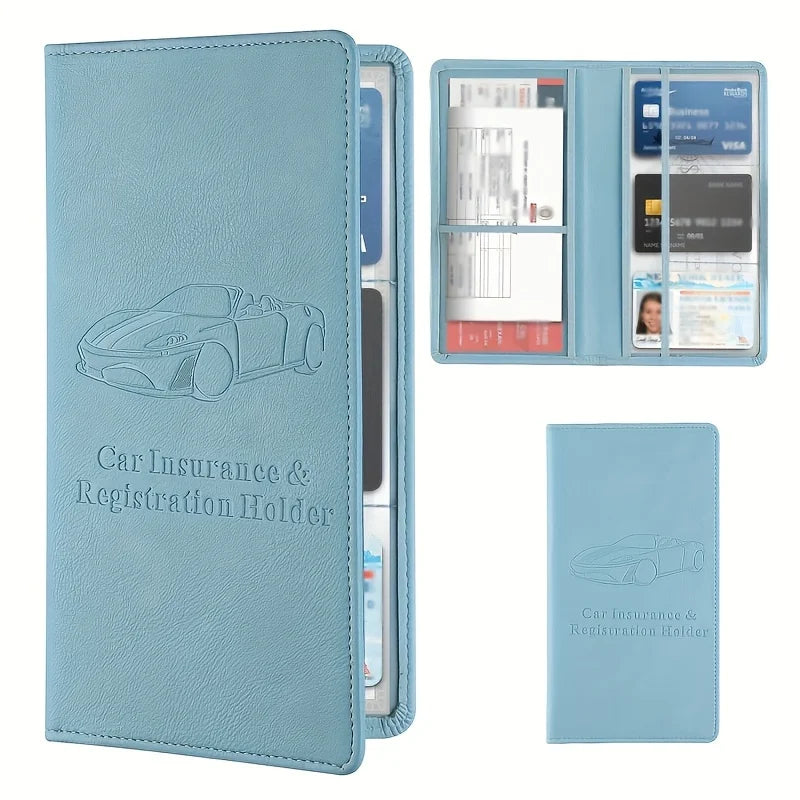 Premium Faux Leather Car Document Holder – Stylish Organizer for Men & Women, Stores Insurance, Registration & Manuals
