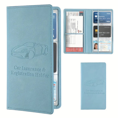 Premium Faux Leather Car Document Holder – Stylish Organizer for Men & Women, Stores Insurance, Registration & Manuals