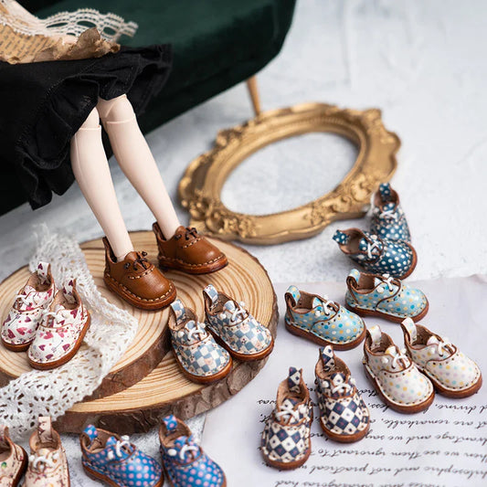 Blythe Baby Mini Cowhide Shoes – Handmade OB22 OB24 UFDOLL Checker Doll Accessories
