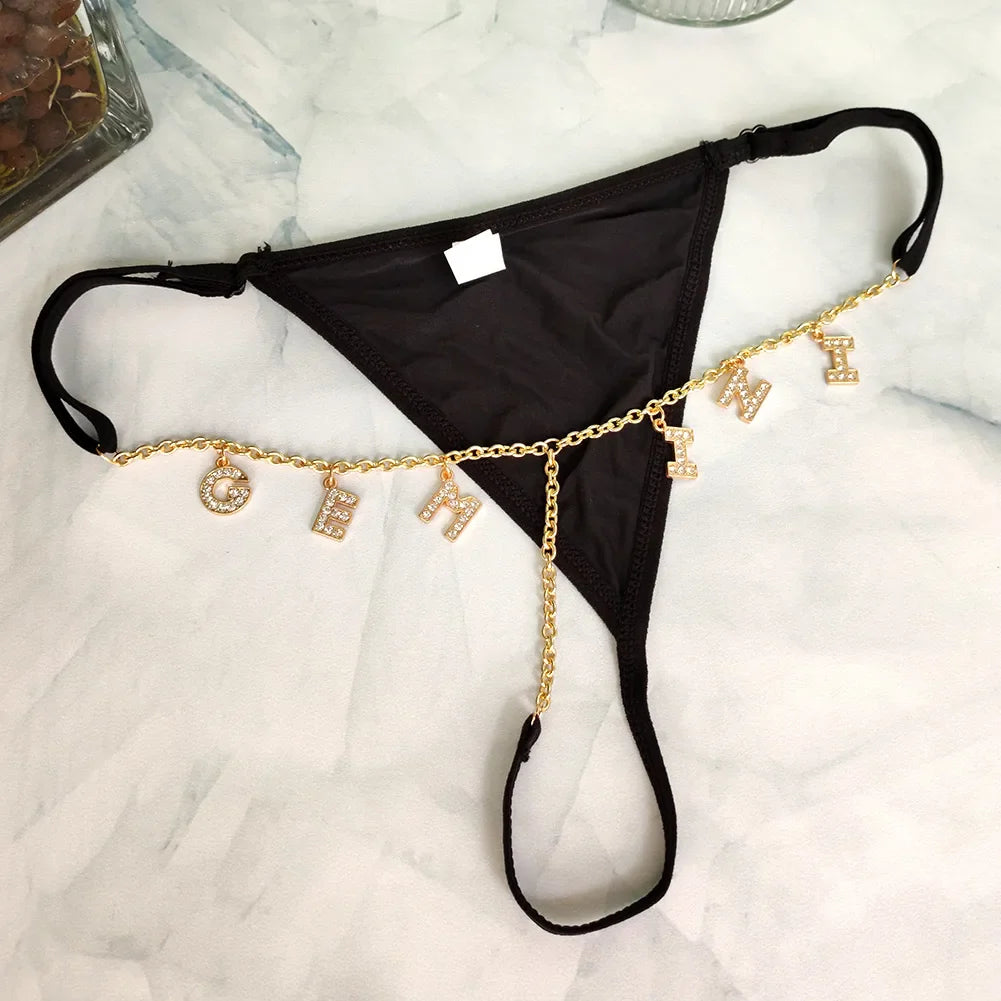 Custom Name Letter Women’s Thong Panties – Sexy Low Waist Adjustable Comfort Lingerie Underwear