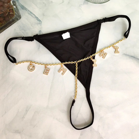 Custom Name Letter Women’s Thong Panties – Sexy Low Waist Adjustable Comfort Lingerie Underwear