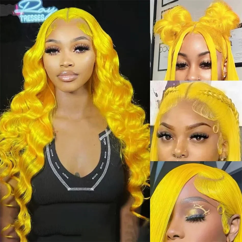 Light Yellow 613 HD Lace Frontal Wig – 13x6 Transparent Lace, Body Wave 200% Density Human Hair Wig for Women
