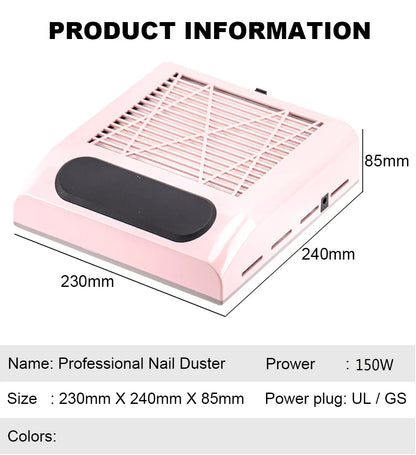 Nail Dust Collector – Powerful Manicure Vacuum Cleaner with Filter, Nail Extractor Fan for Nail Art Tools