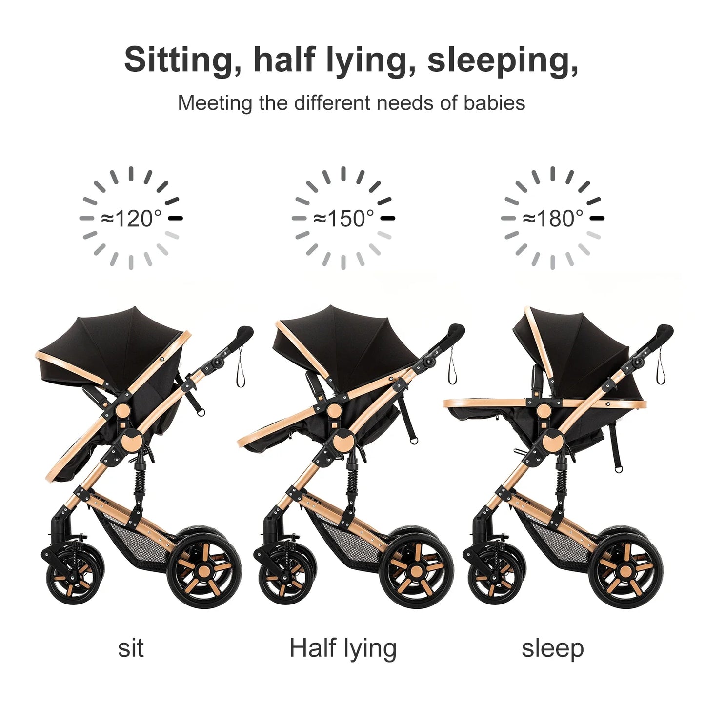 High-Quality 3-in-1 Newborn Baby Stroller — Lightweight Folding Cart with Comfort Seat & ISOFIX Safety