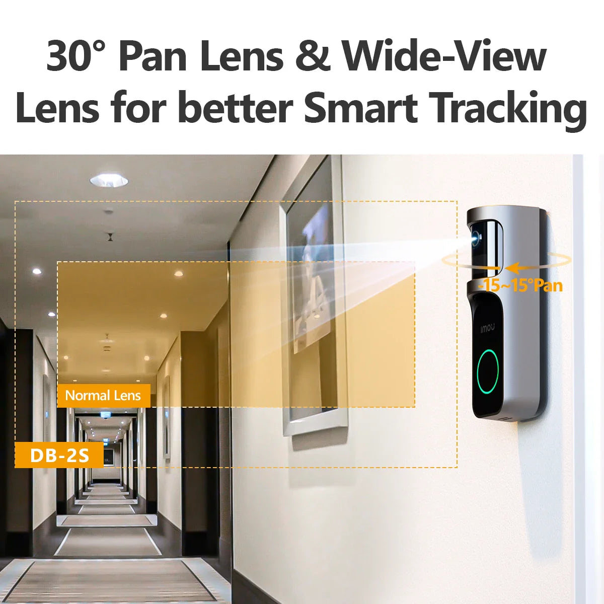 IMOU Video Doorbell 2S – 5000mAh Rechargeable Battery, 30° Pan Lens, Human Detection, Two-Way Talk, Waterproof, 100% Wire-Free with Chime