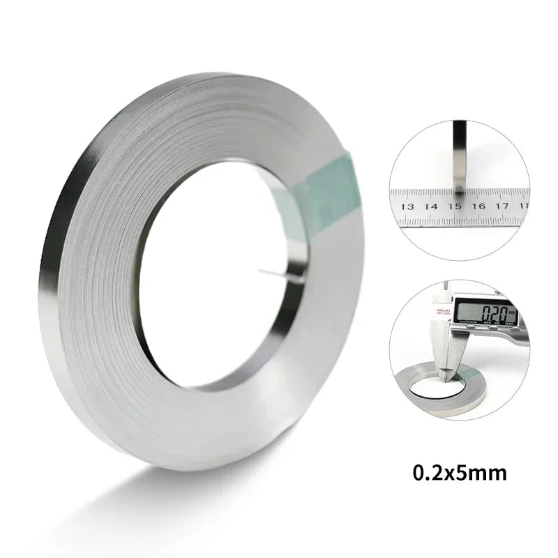 10m Roll 18650 Li-ion Battery Nickel-Plated Strip – 0.1-0.2mm Spot Welder Connector Steel Belt
