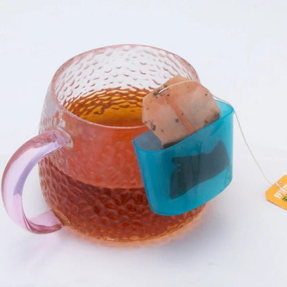 Set of 4 Tea Bag Holders - European Biscuit Stand Design in Candy Colors for Hanging Tea Bags Right on the Cup