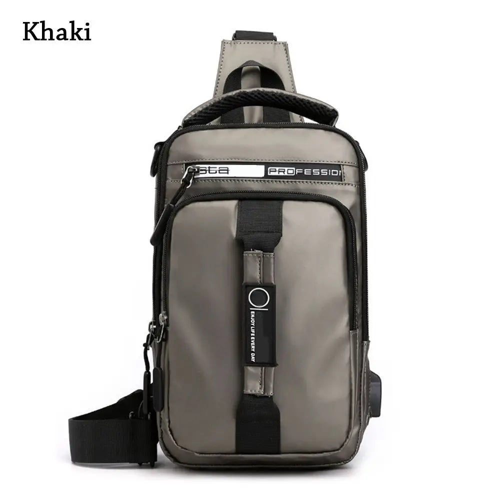 Men's Anti-Theft Sling Chest Bag – Crossbody Messenger Backpack with USB Charging Port