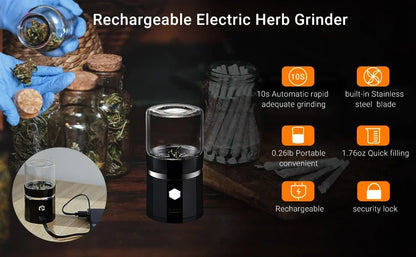 SMO Portable Electric Tobacco & Herb Grinder – Dry Grass Crusher Machine with Intelligent Touch Smoke Prevention