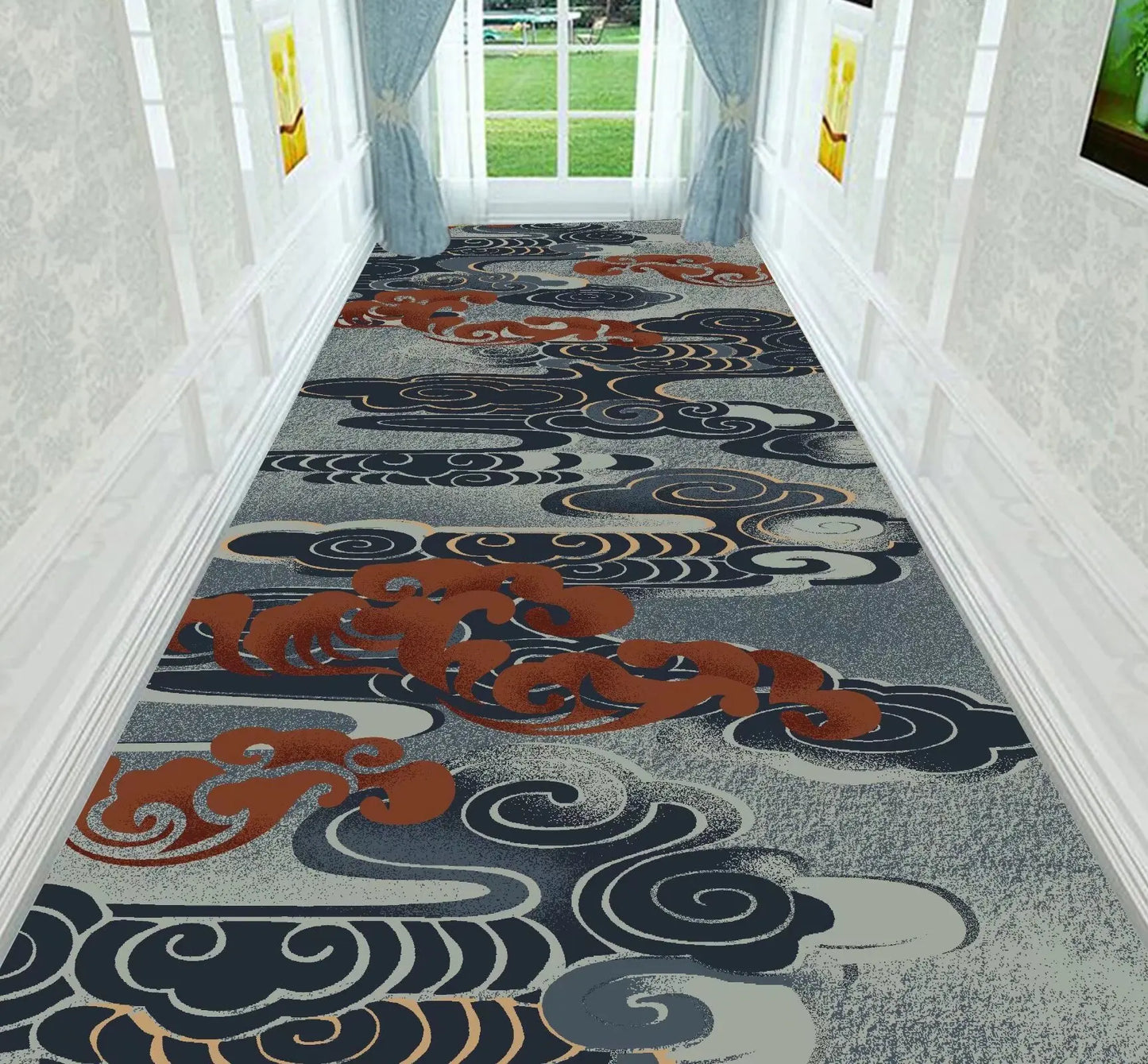 Nordic Modern Long Corridor Rug – Durable Washable Carpet Runner for Hallway, Stairway & Home