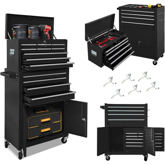 13-Drawer Tool Chest with Wheels & Double Door – Large Detachable Mechanic Toolbox with Sliding Drawers for Garage Storage