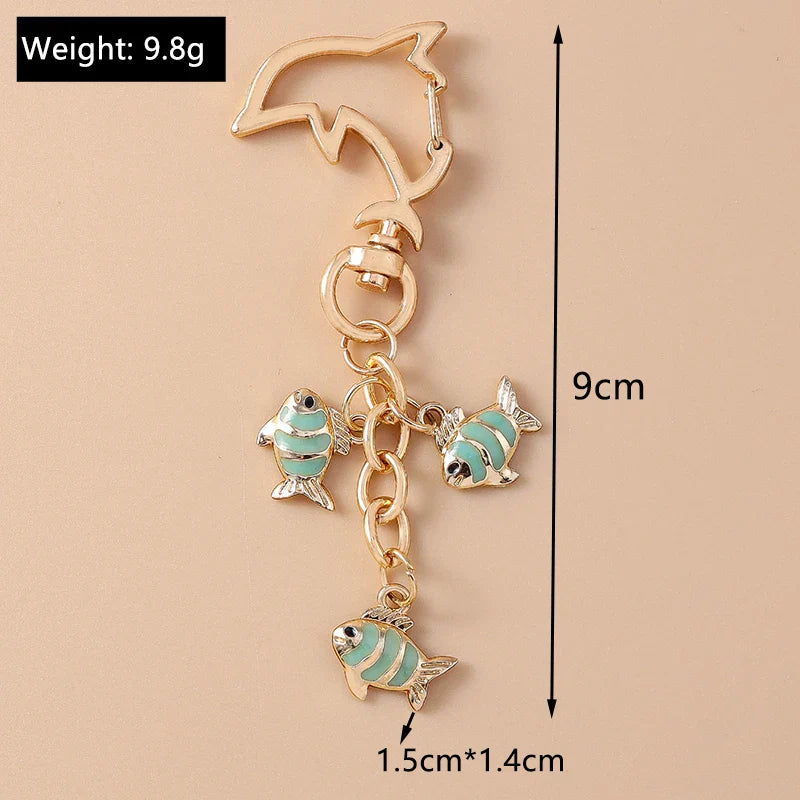 Summer Beach Shell Keychain – Octopus and Starfish Marine Life Pendant for Women, Girls, Handbag Decor, and Gifts