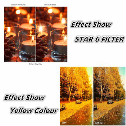 UV, FLD, CPL, ND (ND2/4/8), Star, Yellow Grad, Grey Filter Kit with Cleaning Set — Fits 37mm to 82mm Lenses