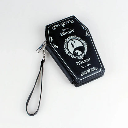 Gothic Coffin Coin Purse - Halloween Pattern PU Leather Zipper Wallet Clutch