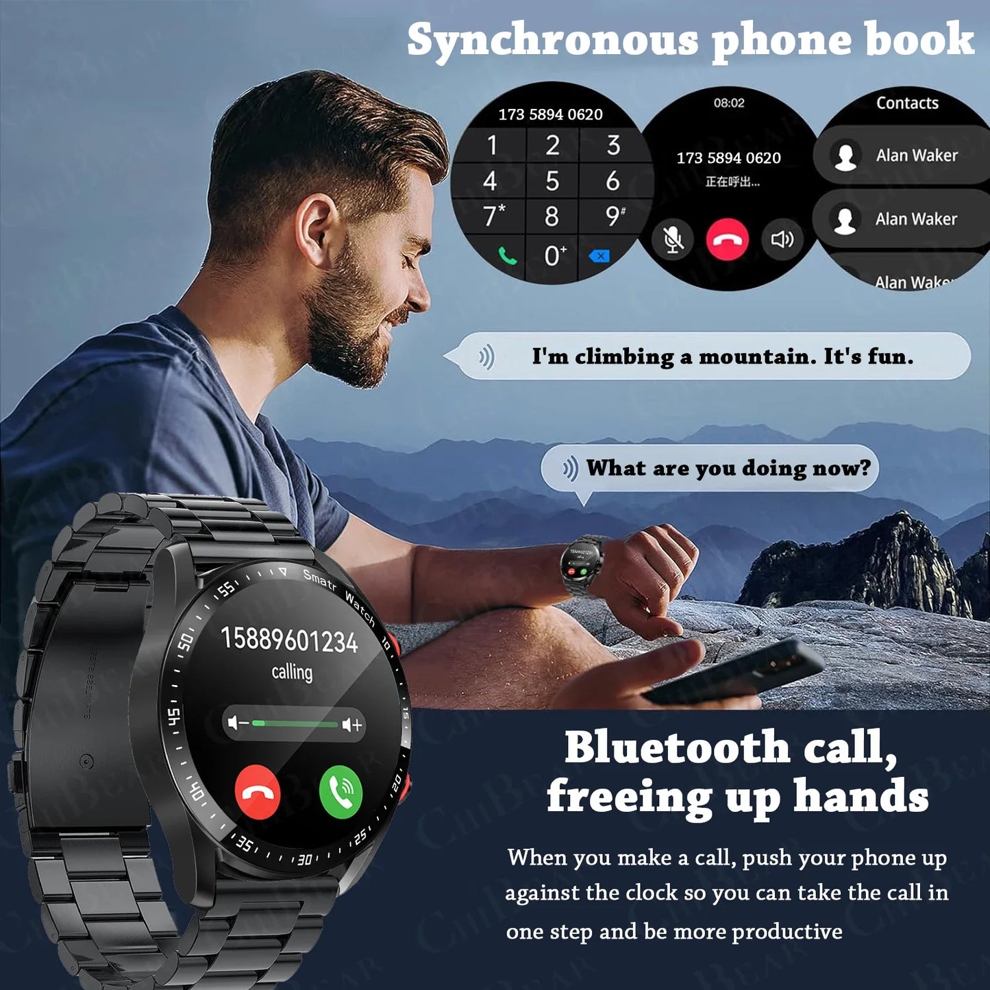 2024 New Bluetooth Call Smartwatch for Men – 360x360 HD Display, Heart Rate, ECG+PPG, Fitness Tracker for Huawei