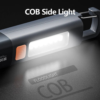 Smiling Shark SD1023 LED Torch Light: Super Bright Flashlight with USB Rechargeable, Zoomable, Waterproof Design - Perfect for Camping