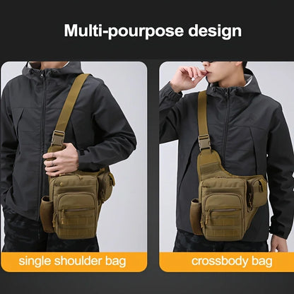 Waterproof Tactical Fishing Shoulder Bag - Outdoor Sports and Travel Crossbody Chest Backpack for Cycling, Climbing, Camping