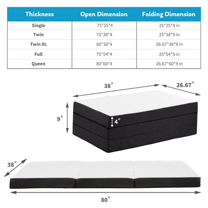 Three-Fold Portable Floor Bed – CertiPUR-US Certified, Soft Touch, Flexible Zipper for Travel, Camping & Yoga