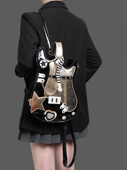 PU Harajuku Guitar Backpack – Cute Y2K Style Mochilas Mujer, Chic Shoulder & Crossbody Bag