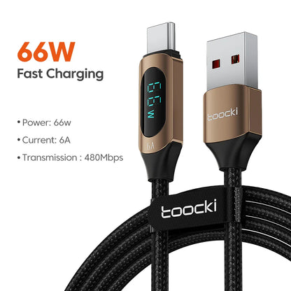 Toocki Type-C to Type-C Cable – 100W PD Fast Charging & Display Cable for Xiaomi POCO F3, Realme, MacBook, iPad