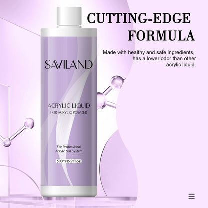 Saviland Acrylic Nail Liquid Monomer – 180ml/500ml Professional Crystal Liquid for DIY Nail Art