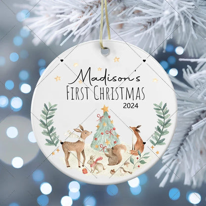 Personalized First Christmas Baby Ornament – Custom Ceramic Holiday Keepsake Gift