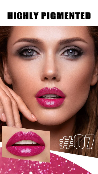 Diamond Pearlescent Waterproof Lipstick – Long-Lasting Matte Velvet Red Lip Makeup Cosmetics
