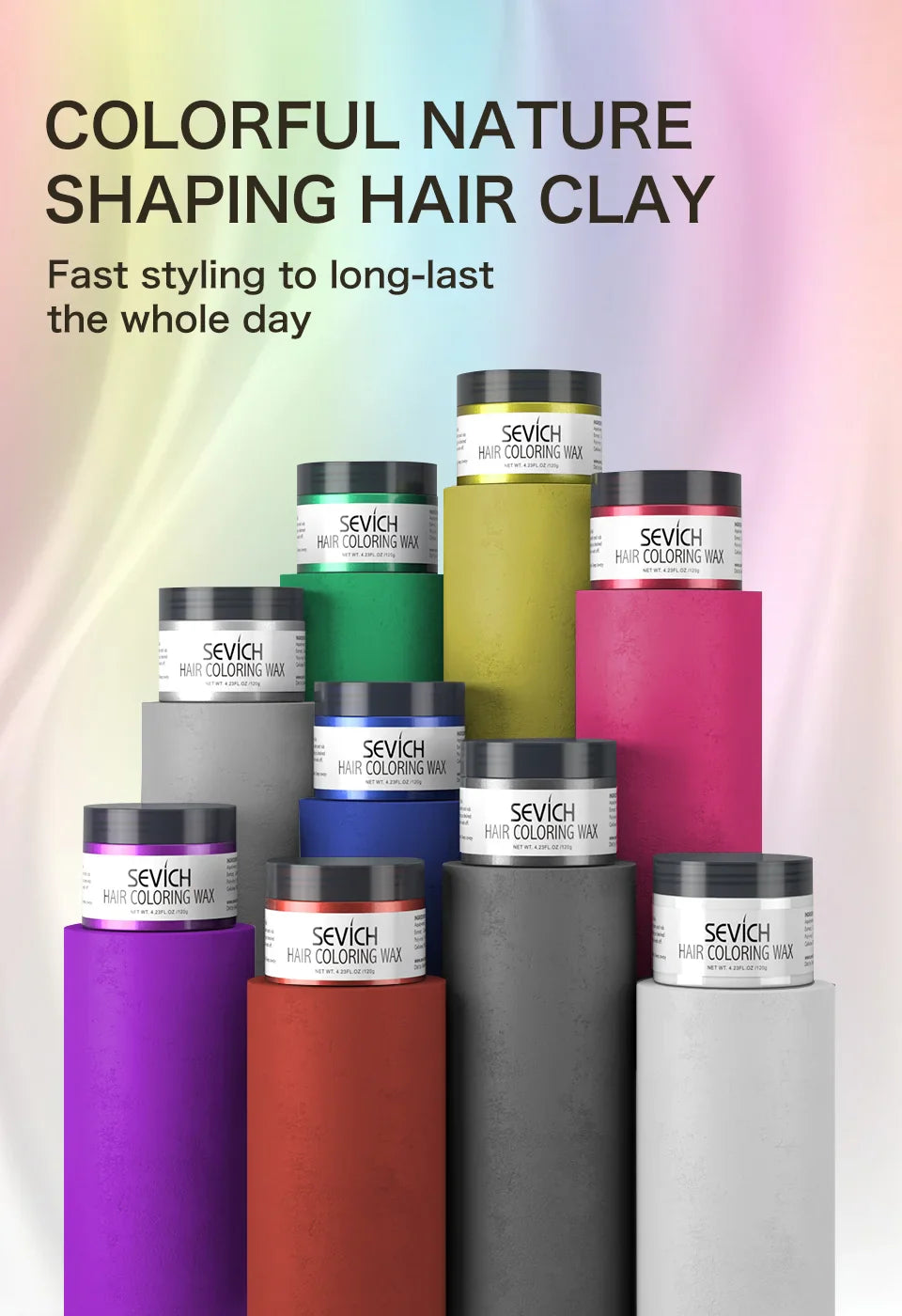 Temporary Hair Color Wax Kit – Washable Instant Hair Dye Cream for Men, Women & Kids, Party Cosplay, Blue, Purple, Red, Green