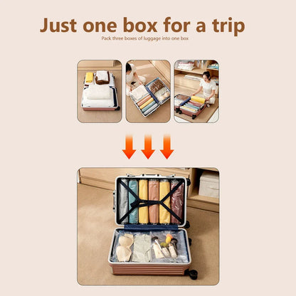 4pcs Reusable Transparent Vacuum Bags — Folding Compressed Space-Saving Storage for Clothes & Travel