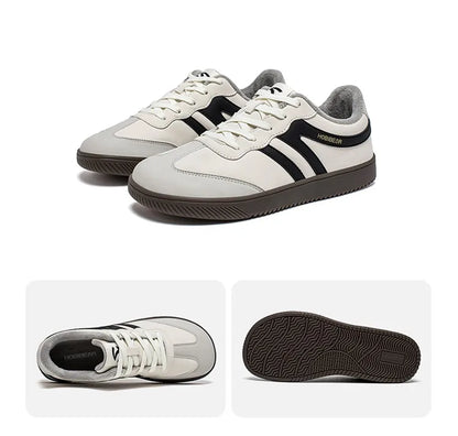 HOBIBEAR Wide-Toe Unisex Sneakers — Faux Leather with Faux Fur Lining, Casual Retro Lace-Up Shoes for Men & Women