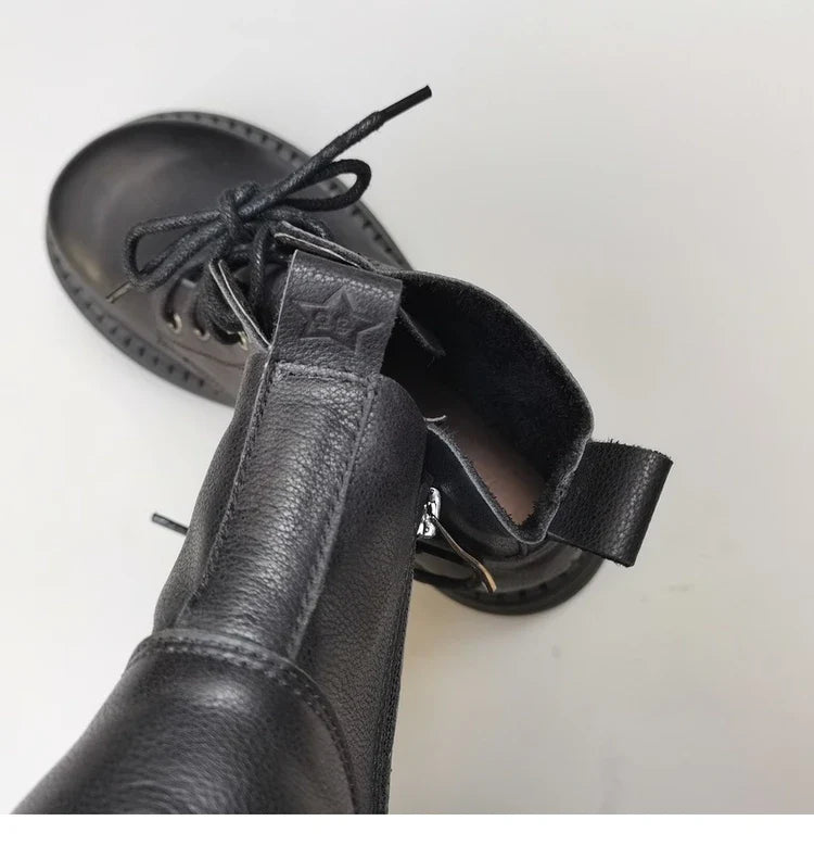 Careaymade 100% Genuine Leather Wide Casual Women’s Short Boots – Big Size, Handmade Men’s Wool Boots