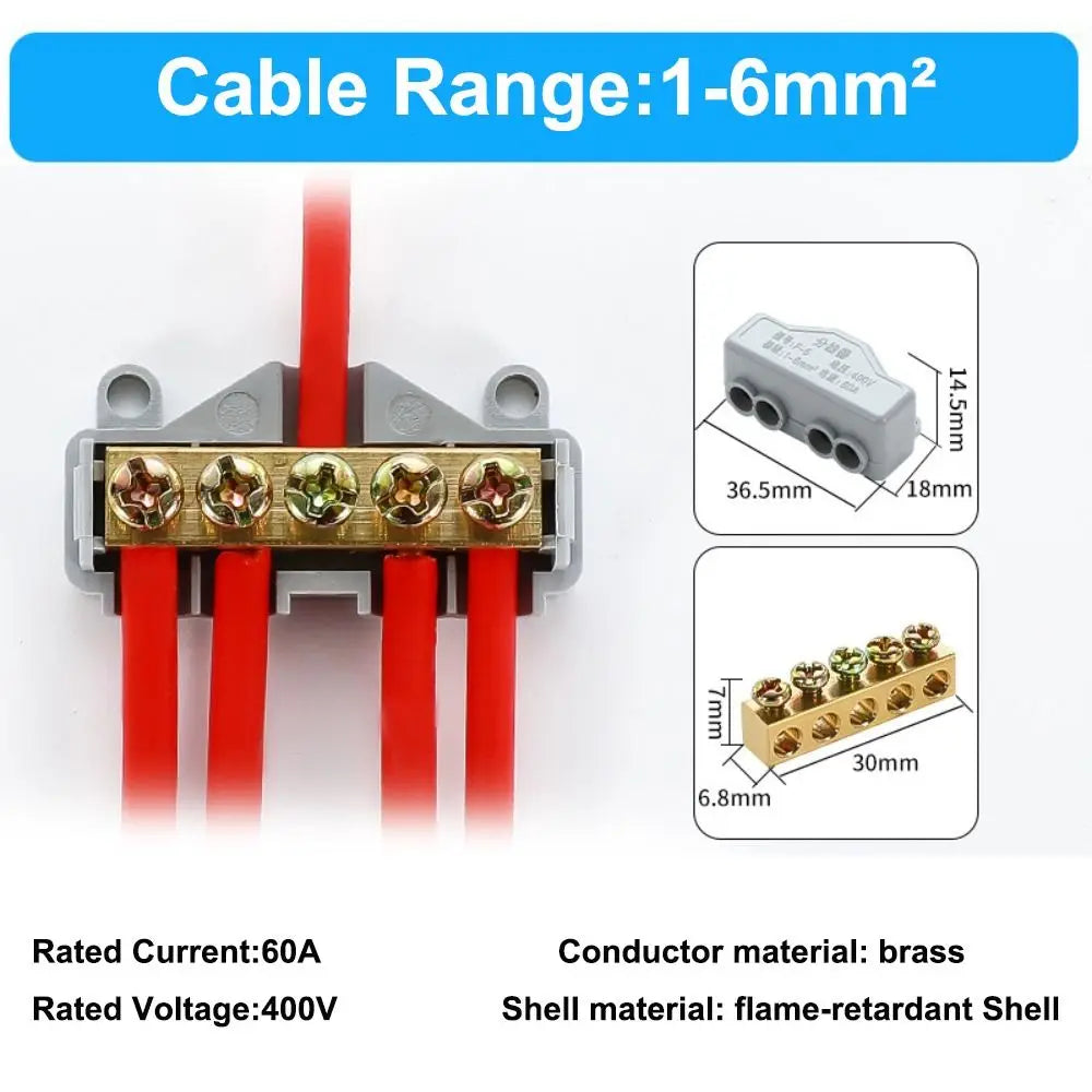 High Power Wire Splitter Connector — Brass Terminal Block for Large Current Electrical Splice