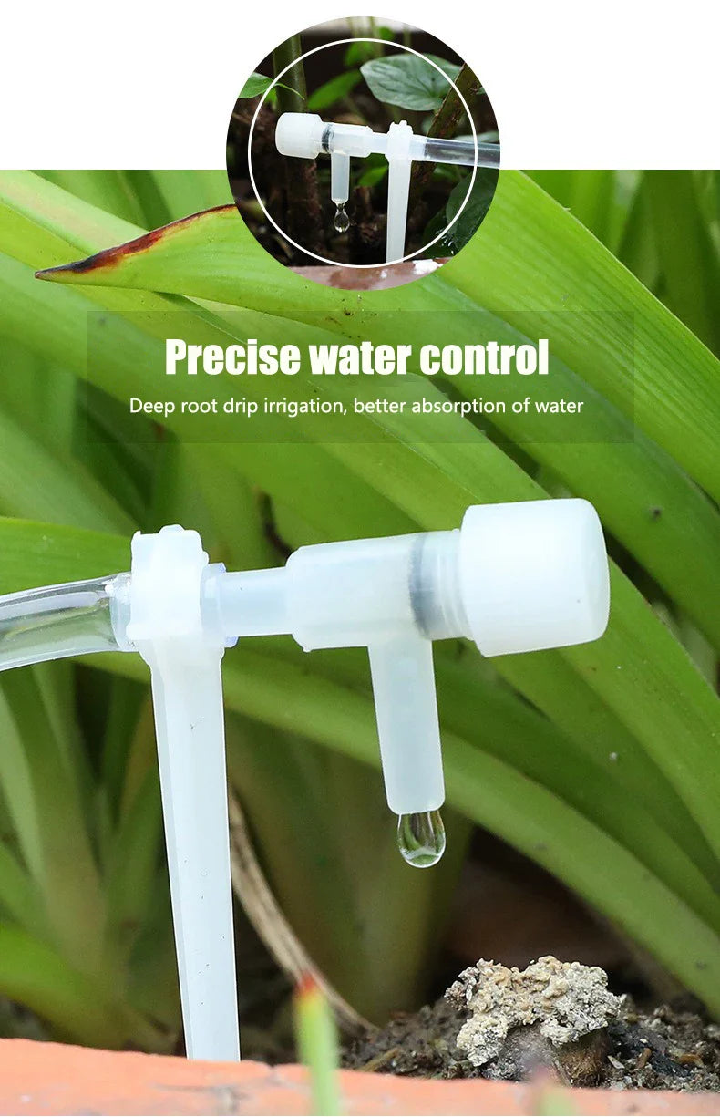 Garden Drip Irrigation Kit — Water-Saving Micro Dripper System with Regulating Valve and 4/7mm Hose for Potted Plants and Greenhouse