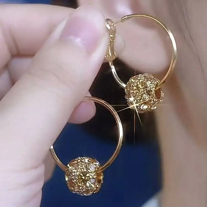 French Retro Drop Earrings – Glazed Semi-Circular Zircon Inlaid Luxury Earrings for Women, Perfect Party Jewelry