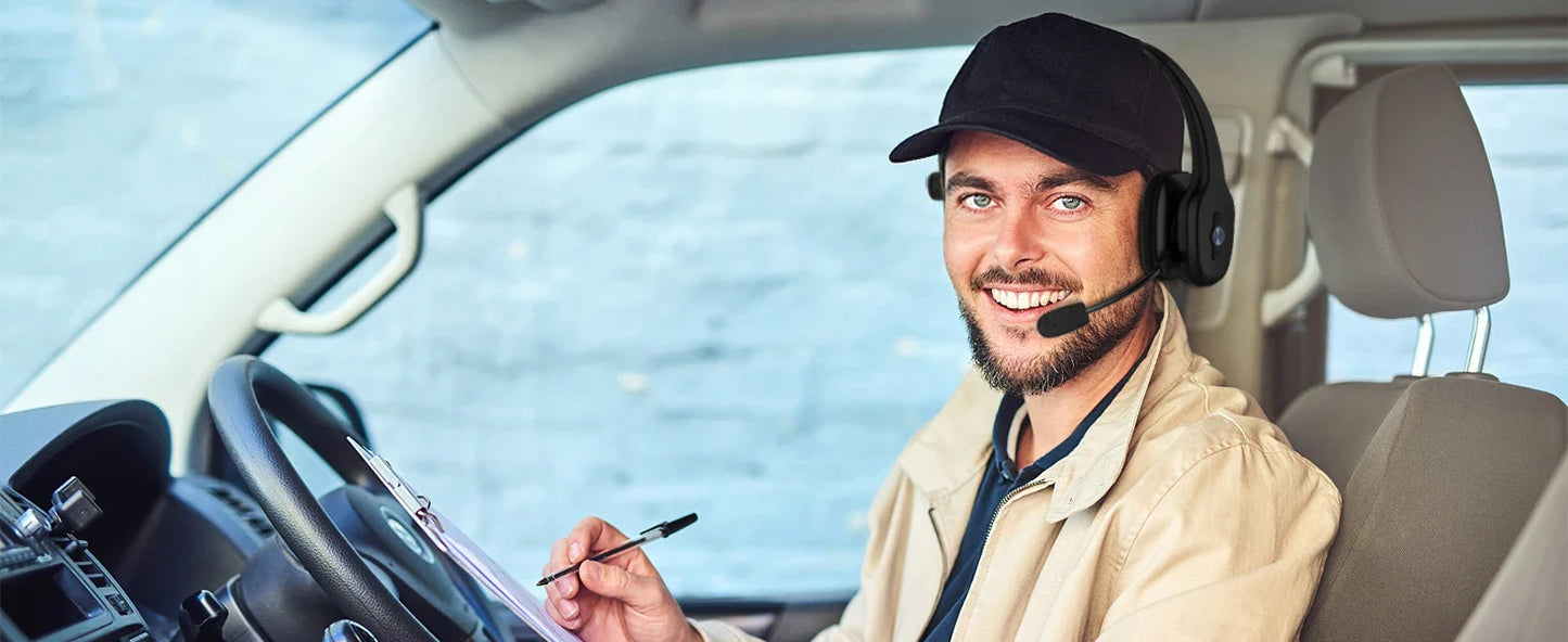Bluetooth V5.3 Wireless Headset – Truck Driver & Office Hands-Free Call Headphones with Microphone