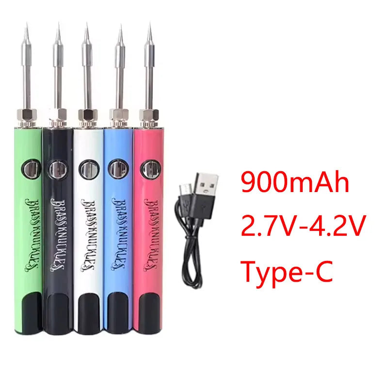 3-10pcs Brass Knuckles Portable Electric Soldering Iron — 1100mAh Battery, 1.8V-4.2V LCD Display, Type-C 510 Compatible