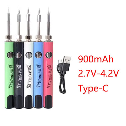 3-10pcs Brass Knuckles Portable Electric Soldering Iron — 1100mAh Battery, 1.8V-4.2V LCD Display, Type-C 510 Compatible