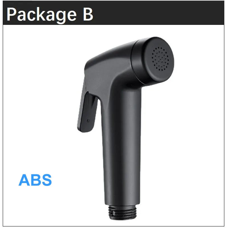 Black Toilet Bidet Sprayer Set - Handheld Bathroom Wash Spray Gun with Flexible Hose, Water Valve & Cleaning Shower Head