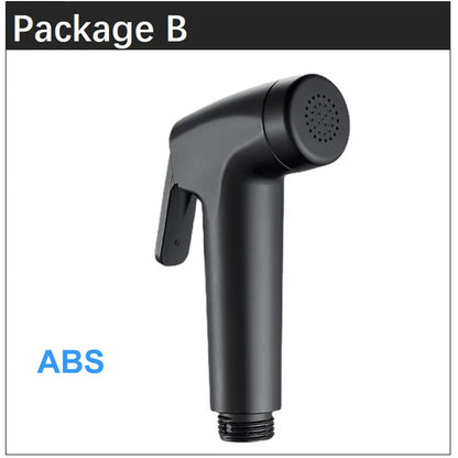 Black Toilet Bidet Sprayer Set - Handheld Bathroom Wash Spray Gun with Flexible Hose, Water Valve & Cleaning Shower Head