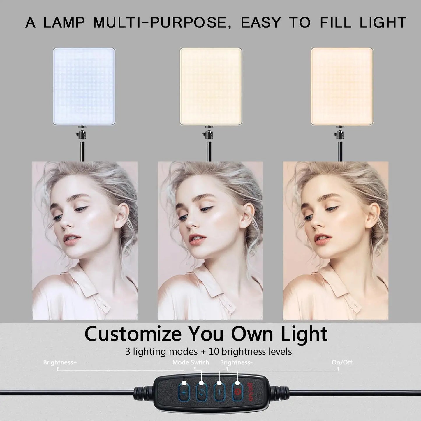 LED Photography Light with Scissor Arm Stand - Selfie & Conference Lighting, Photo Studio Lamp for Zoom & YouTube Live Streaming